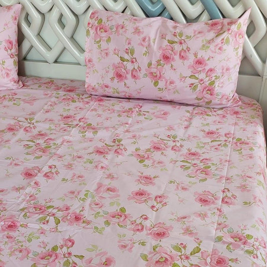 Pink Blossom Bedsheet Set Pillow Cover