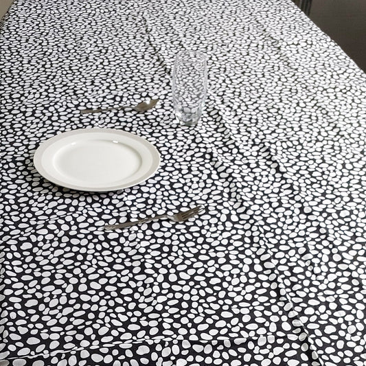 Dotty Table Cover black background with white