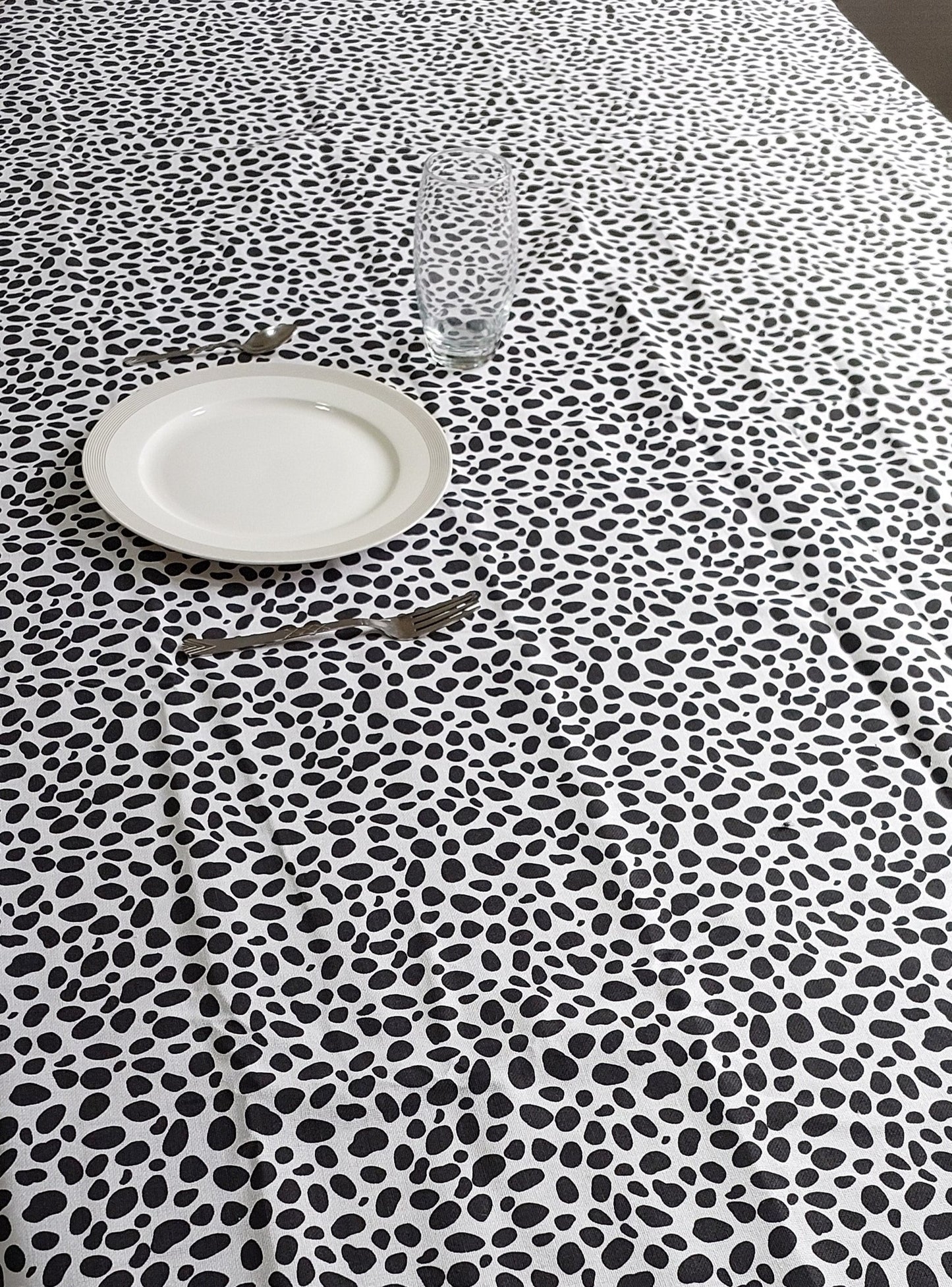 Dotty Table Cover black background with white