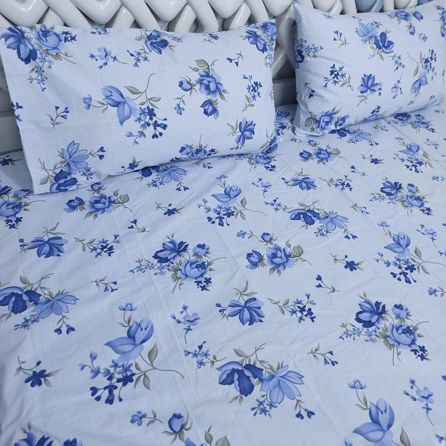 Navy Petal Bedsheet Set