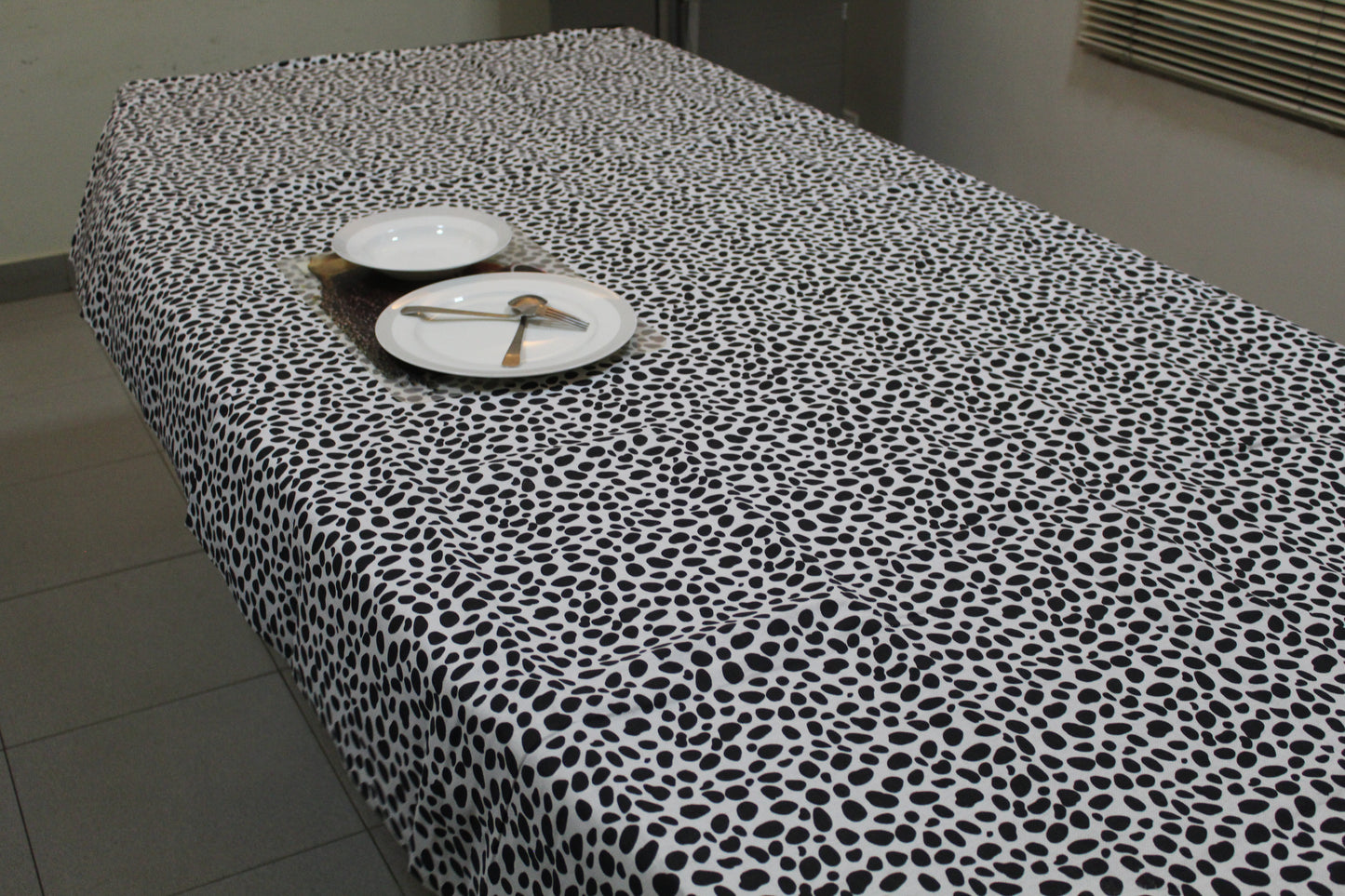 Monochrome Safari Table Cover with white background