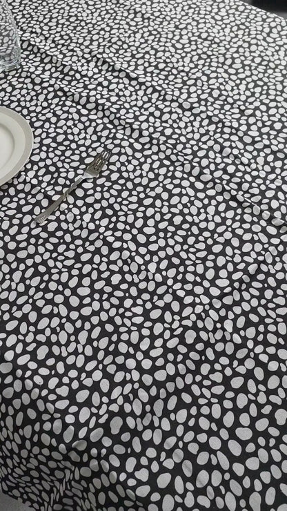 Dotty Table Cover black background with white